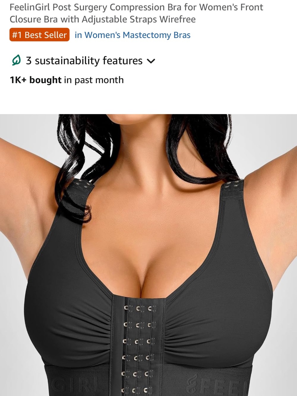 FeelinGirl Post Op Surgery Bras for Women Compression Bra Front Closure